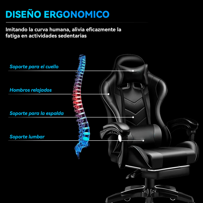 Silla Gamer Ergonómica Presidencial Reclinable Con Reposapiés Videojuego Pc Profesional