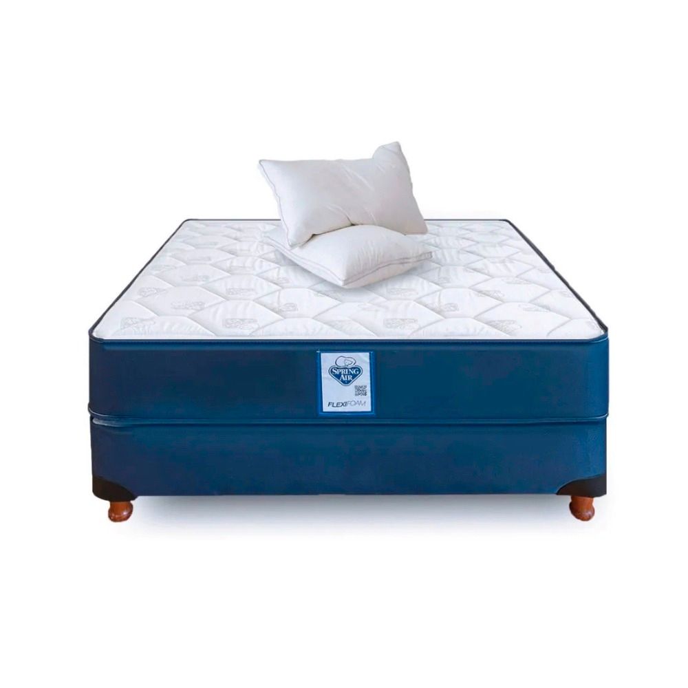 Colchón de Espuma y Sommier Spring Air 2 Plazas 140x190cm + Almohadas