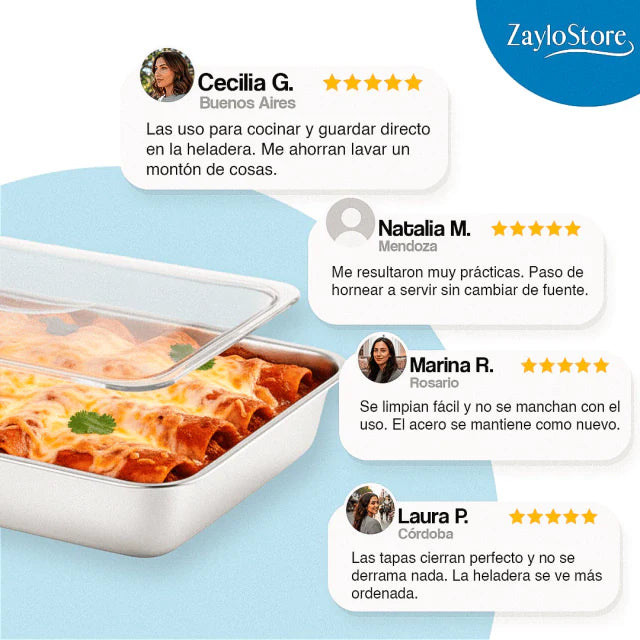 Promo 3x1 Fuentes para Horno con Tapa + Rociador y Espátula de Regalo