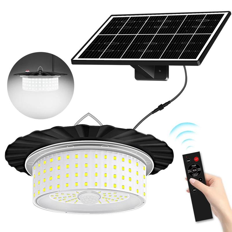 Lámpara Solar Colgante LED con Sensor de Movimiento, 5 Modos, Resistente al Agua y Control Remoto