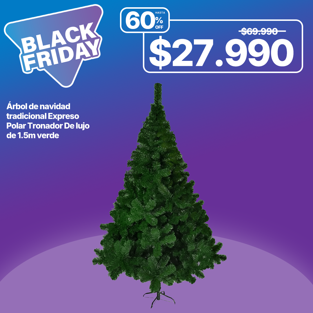 Árbol de navidad tradicional Expreso Polar Tronador De lujo de 1.5m verde