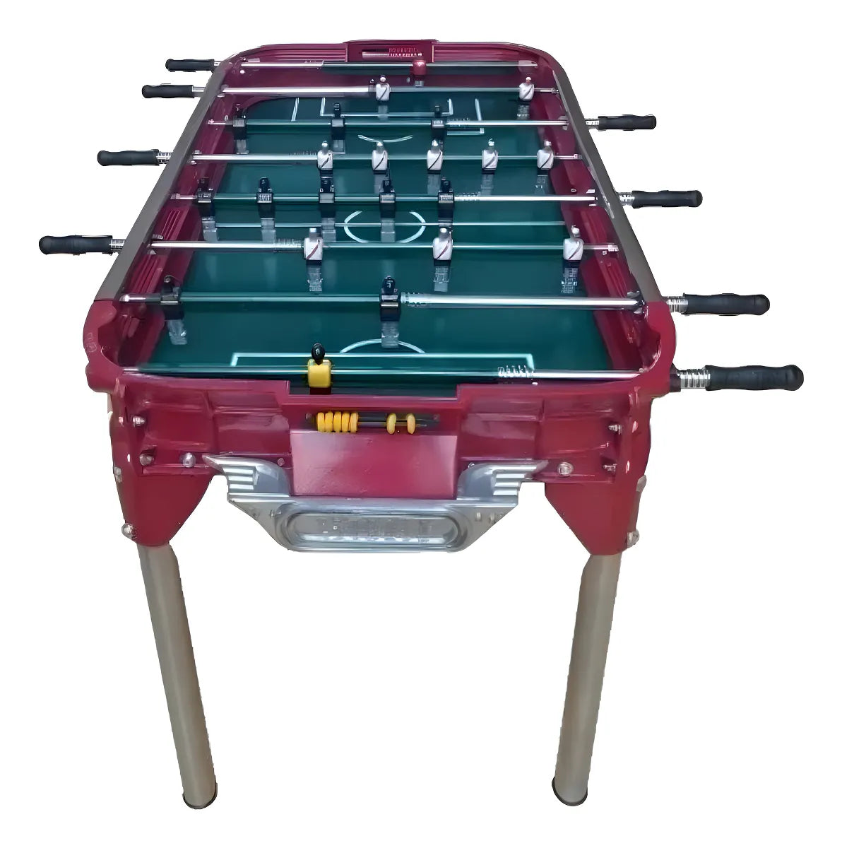 Metegol Estadio Pesada Retro Color Bordó con jugadores de aluminio y pelotas incluidas