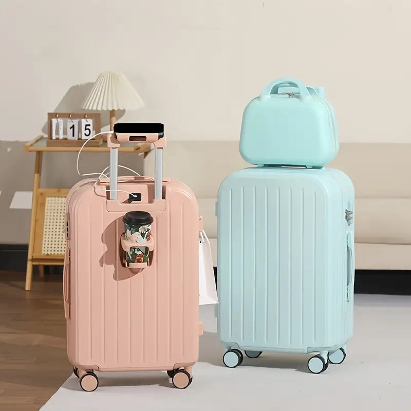 Juego de equipaje ligero de 2 piezas, maleta de carcasa dura con ruedas giratorias, alimentado por USB