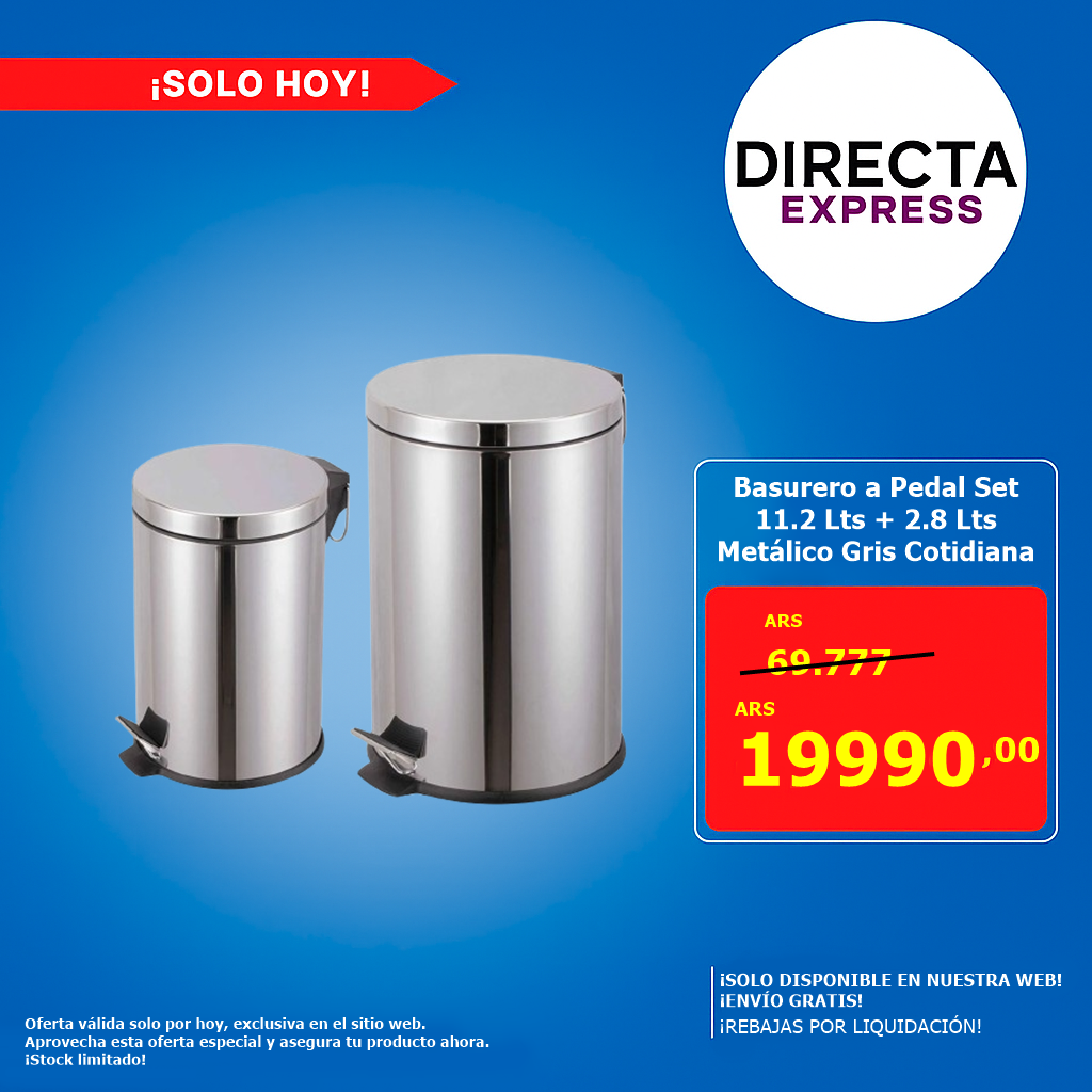 Basurero a Pedal Set 11.2 Lts + 2.8 Lts Metálico Gris Cotidiana