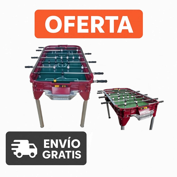 Metegol Estadio Pesada Retro Color Bordó con jugadores de aluminio y pelotas incluidas