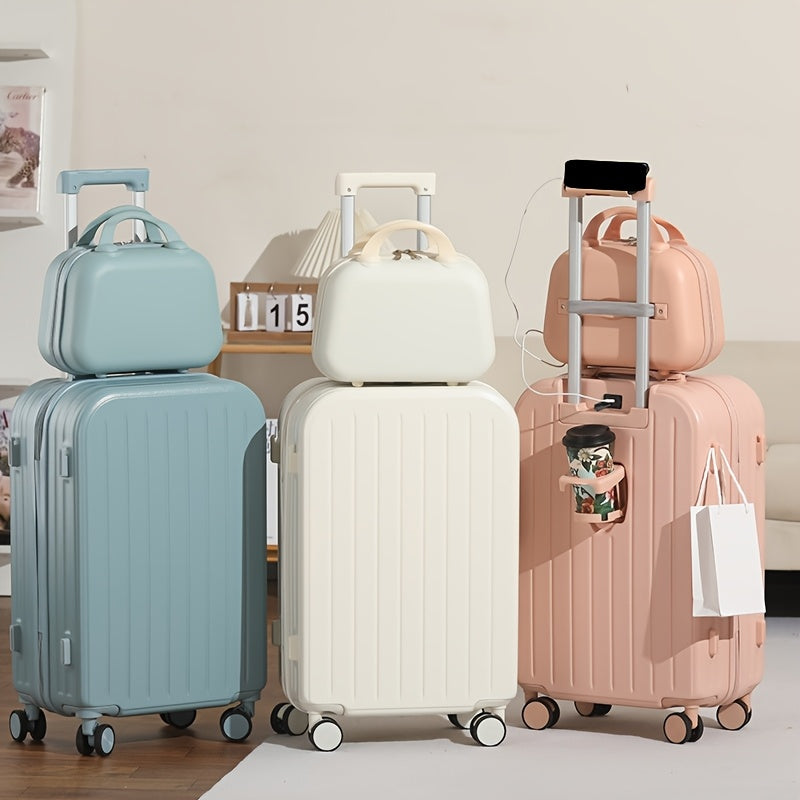 Juego de equipaje ligero de 2 piezas, maleta de carcasa dura con ruedas giratorias, alimentado por USB