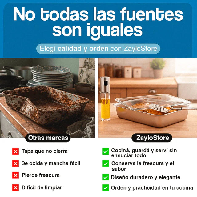 Promo 3x1 Fuentes para Horno con Tapa + Rociador y Espátula de Regalo