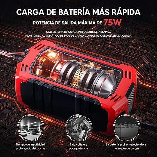 Cargador Inteligente de Batería 12V para Auto y Moto (ENVÍO GRATIS)