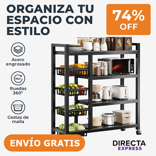 Estante Organizador de 4 Niveles con Ruedas (ENVÍO GRATIS)