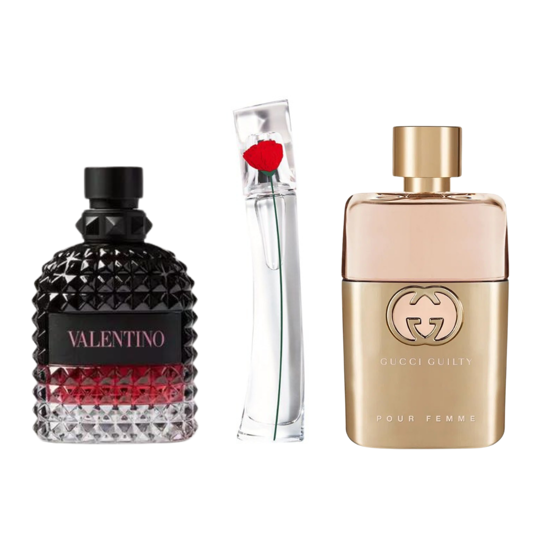 Set 3 Perfumes Gucci Guilt, Valentini Intense & Flower Kenzo 100ml